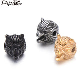 4pcs Stainless Steel Wolf Beads Charms for Men Bracelet DIY Jewelry Making