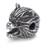 4pcs Stainless Steel Wolf Beads Charms for Men Bracelet DIY Jewelry Making