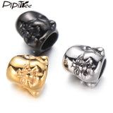 4pcs Buddha Head Big Hole Stainless Steel Beads for Men Bracelet DIY