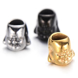 4pcs Buddha Head Big Hole Stainless Steel Beads for Men Bracelet DIY