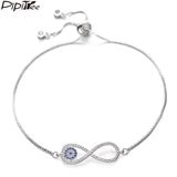 CZ Infinity Bracelet Evil Eye Charm Adjustable Chain Women Couple Jewelry