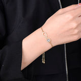 CZ Infinity Bracelet Evil Eye Charm Adjustable Chain Women Couple Jewelry