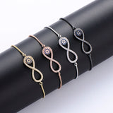 CZ Infinity Bracelet Evil Eye Charm Adjustable Chain Women Couple Jewelry