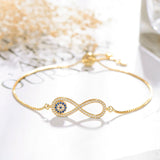 CZ Infinity Bracelet Evil Eye Charm Adjustable Chain Women Couple Jewelry