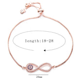 CZ Infinity Bracelet Evil Eye Charm Adjustable Chain Women Couple Jewelry
