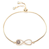 CZ Infinity Bracelet Evil Eye Charm Adjustable Chain Women Couple Jewelry