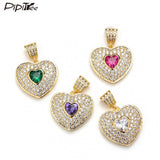 Double Heart Necklace Charms Cubic Zirconia Pendant