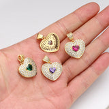 Double Heart Necklace Charms Cubic Zirconia Pendant
