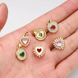 Double Heart Necklace Charms Cubic Zirconia Pendant