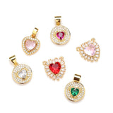 Double Heart Necklace Charms Cubic Zirconia Pendant