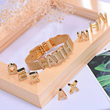 Personalized Stainless Steel CZ Zircon Letter Bracelet