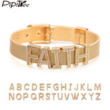 Personalized Stainless Steel CZ Zircon Letter Bracelet