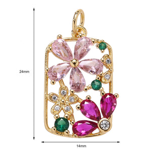 Flower Rainbow CZ Pendant for Jewelry Making Personal Necklace