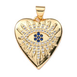 Copper Zircon Heart Evil Eye Rainbow Charms Pendant Necklace DIY Accessory