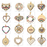 Copper Zircon Heart Evil Eye Rainbow Charms Pendant Necklace DIY Accessory