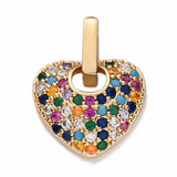 Copper Zircon Heart Evil Eye Rainbow Charms Pendant Necklace DIY Accessory
