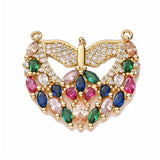 Copper Zircon Heart Evil Eye Rainbow Charms Pendant Necklace DIY Accessory