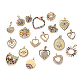 Copper Zircon Heart Evil Eye Rainbow Charms Pendant Necklace DIY Accessory