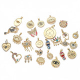 Multicolor CZ Pendant Copper Hamsa Hand Evil Eye Charms