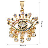 Multicolor CZ Pendant Copper Hamsa Hand Evil Eye Charms