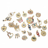 Multicolor CZ Pendant Copper Hamsa Hand Evil Eye Charms
