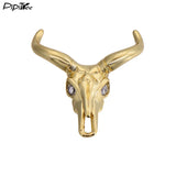 5pcs Cattle Head Skull Beads CZ Charms for Men Bracelet DIY Copper Nickle