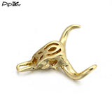 5pcs Cattle Head Skull Beads CZ Charms for Men Bracelet DIY Copper Nickle