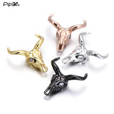 5pcs Cattle Head Skull Beads CZ Charms for Men Bracelet DIY Copper Nickle