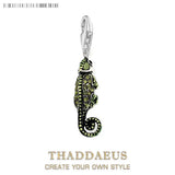 Pirate Green Lizard Chameleon Charm 925 Sterling Silver