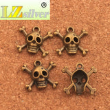 Pirate Skull Halloween Spacer Charm Beads 40Pcs Antique Bronze Pendants
