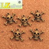 Pirate Skull Halloween Spacer Charm Beads 40Pcs Antique Bronze Pendants