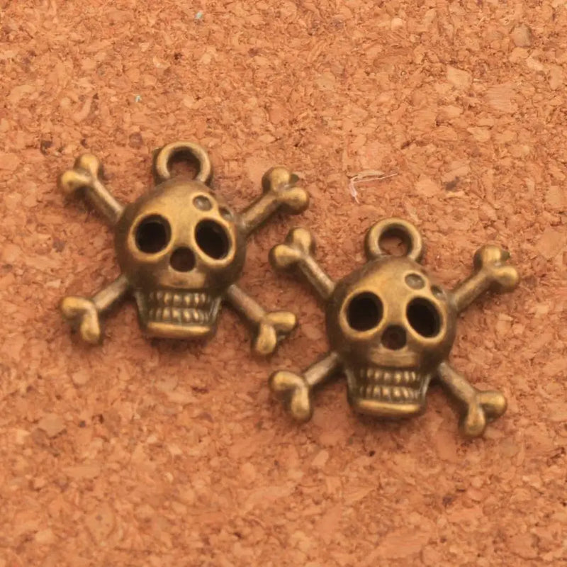 Pirate Skull Halloween Spacer Charm Beads 40Pcs Antique Bronze Pendants
