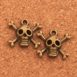 Pirate Skull Halloween Spacer Charm Beads 40Pcs Antique Bronze Pendants