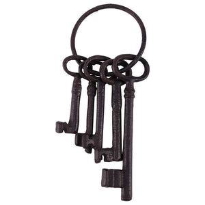 Pirate Chest Keys Set, Key Ring Antique Style, Rustic Cast Iron Skeleton Key