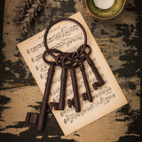 Pirate Treasure Chest Set & Key Ring, Antique Style, Rustic Decor, Costume Prop