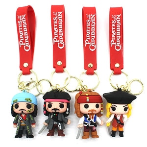Pirates of the Caribbean Figure Key Chain Silicone Handbag Pendant Keychain