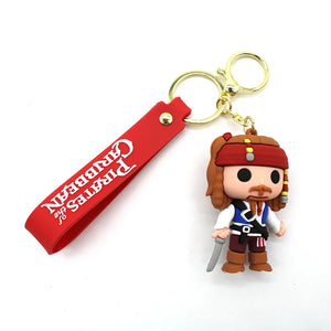 Pirates of the Caribbean Figure Key Chain Silicone Handbag Pendant Keychain