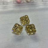 Fancy Vivid Yellow Crushed Ice CZ Square Loose Gemstone