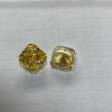 Fancy Vivid Yellow Crushed Ice CZ Square Loose Gemstone