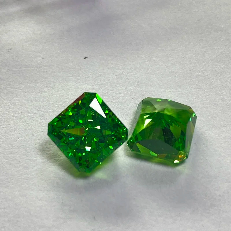 Paraiba Green CZ Stone Crushed Ice Square Gemstone for Jewelry Making