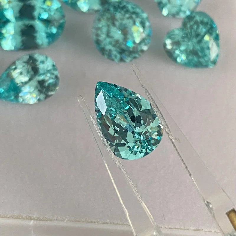 Paraiba Lab Grown Sapphire Pear Shape Gemstone for Jewelry