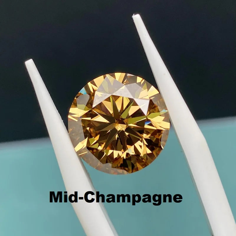 Dark Champagne Round VVS1 Moissanite Stone for Jewery