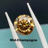 Dark Champagne Round VVS1 Moissanite Stone for Jewery