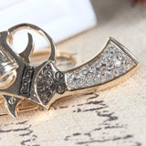 Crystal Rhinestone Pistol Gun Handgun Charm Key Ring