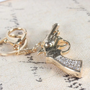 Crystal Rhinestone Pistol Gun Handgun Charm Key Ring