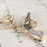 Crystal Rhinestone Pistol Gun Handgun Charm Key Ring
