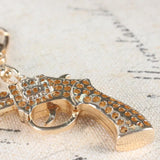 Crystal Rhinestone Pistol Gun Handgun Charm Key Ring