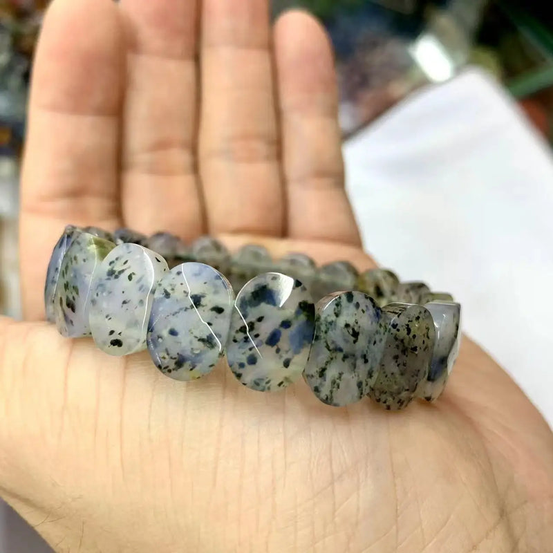 Pitaya Agate Stone Beads Bracelet Natural Gemstone Jewelry Bangle