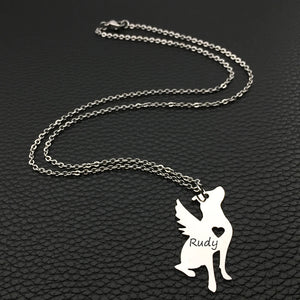 Pitbull Pet Loss Charm Angel Dog Loss Necklace Engrave YP6052
