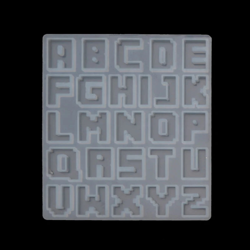 Pixel Letters Resin Casting Mold Alphabet Keychain Pendant UV Silicone Jewelry